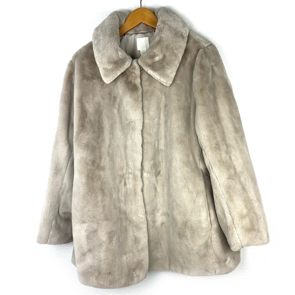H&M Faux Fur Sable Beige Coat size XL - Picture 3 of 6